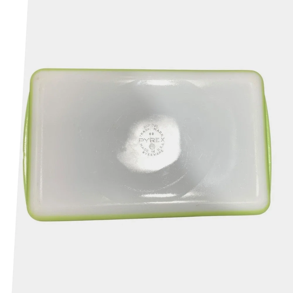 Vintage Pyrex 232 Lime Green Rectangular Refrigerator Dish MCM Ovenware USA